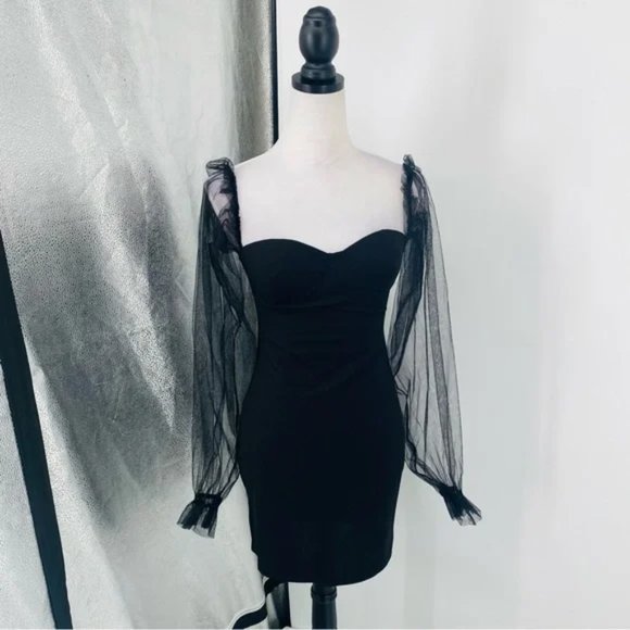 Black Long Sleeve Bustier Bodycon Mini Dress - Picture 8 of 13